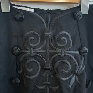 Parasuco Black Mini Skirt with Embroidered Detail